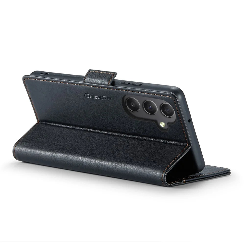 For Samsung Galaxy A34 5G Leather Case CASEME 023 RFID Blocking 3 Card Slot Mobile Cover - Black - 4