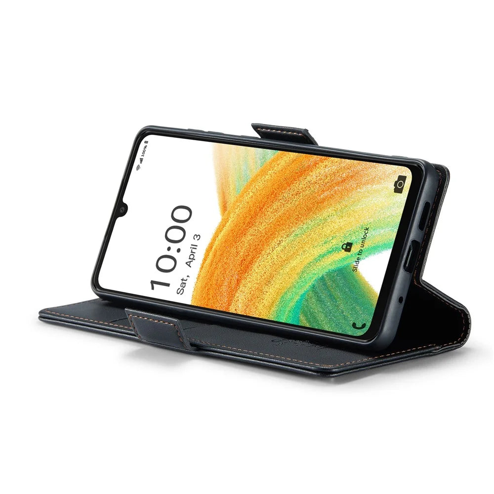 For Samsung Galaxy A33 5G Leather Case CASEME 023 RFID Blocking 3 Card Slot Mobile Cover - Black - 3
