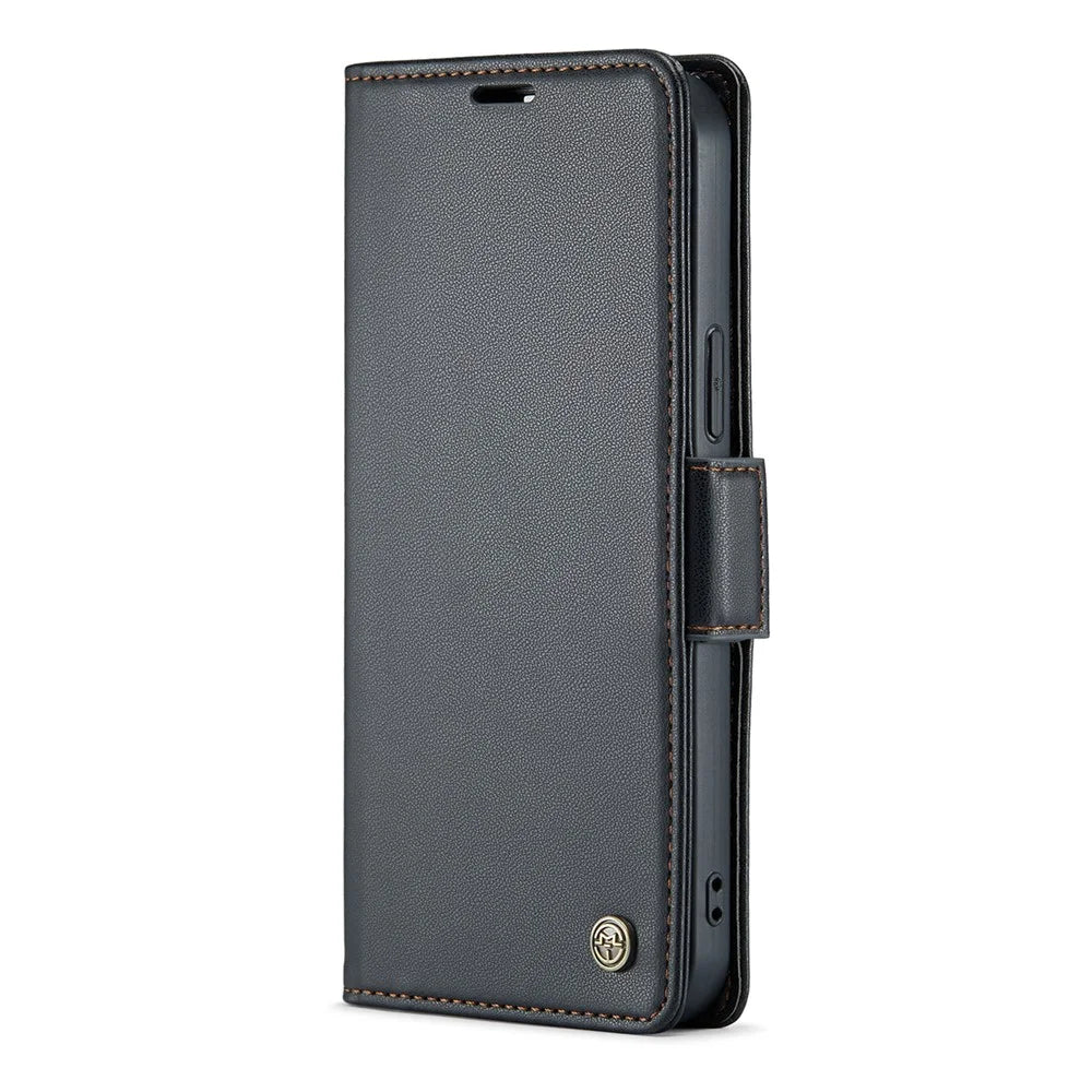For iPhone 12 Pro Max Leather Case CASEME 023 RFID Blocking 3 Card Slot Mobile Cover - Black - 5