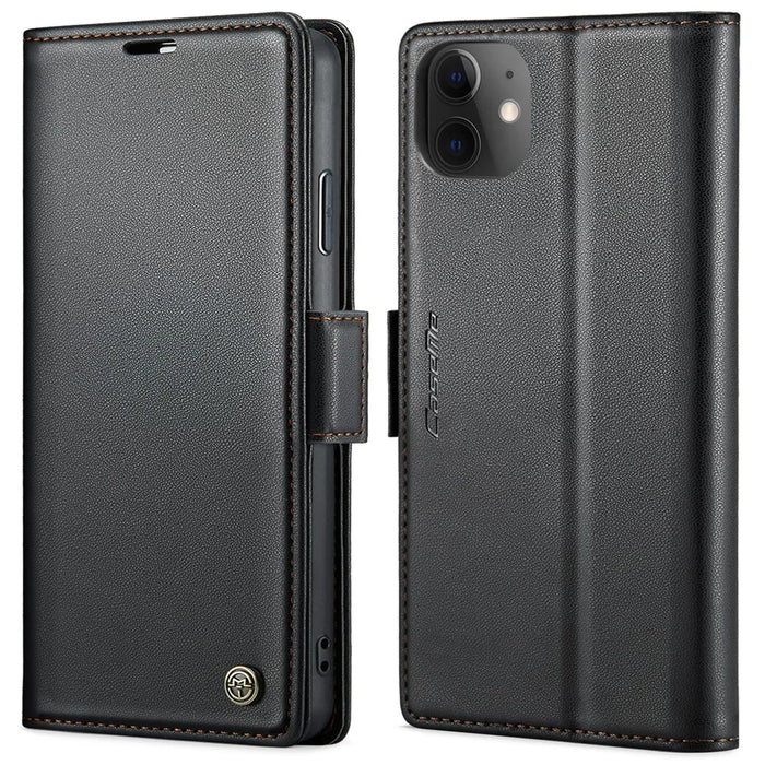 For iPhone 11 Leather Case CASEME 023 RFID Blocking 3 Card Slot Mobile Cover - Black - 1