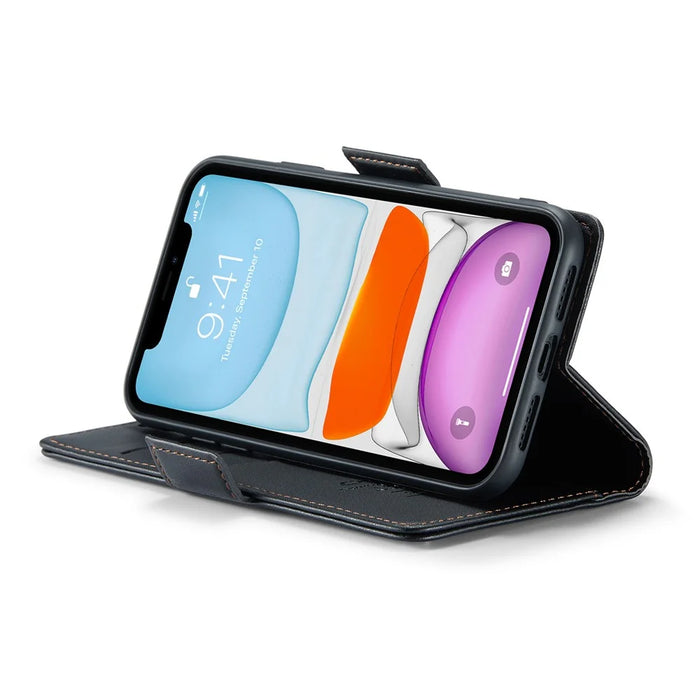 For iPhone 11 Leather Case CASEME 023 RFID Blocking 3 Card Slot Mobile Cover - Black - 3