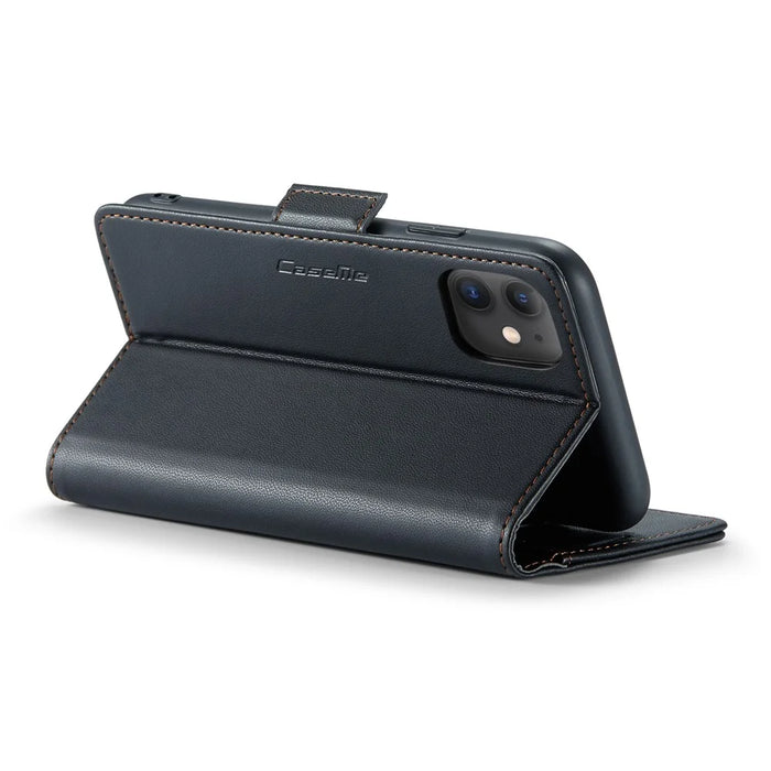 For iPhone 11 Leather Case CASEME 023 RFID Blocking 3 Card Slot Mobile Cover - Black - 4