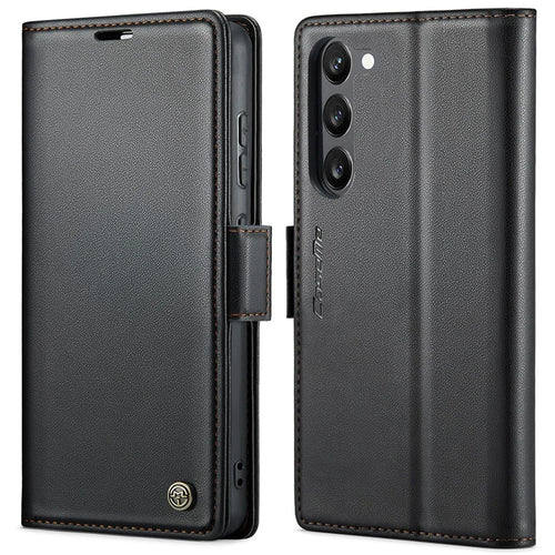 For Samsung Galaxy S23+ Leather Case CASEME 023 RFID Blocking 3 Card Slot Mobile Cover - Black - 1