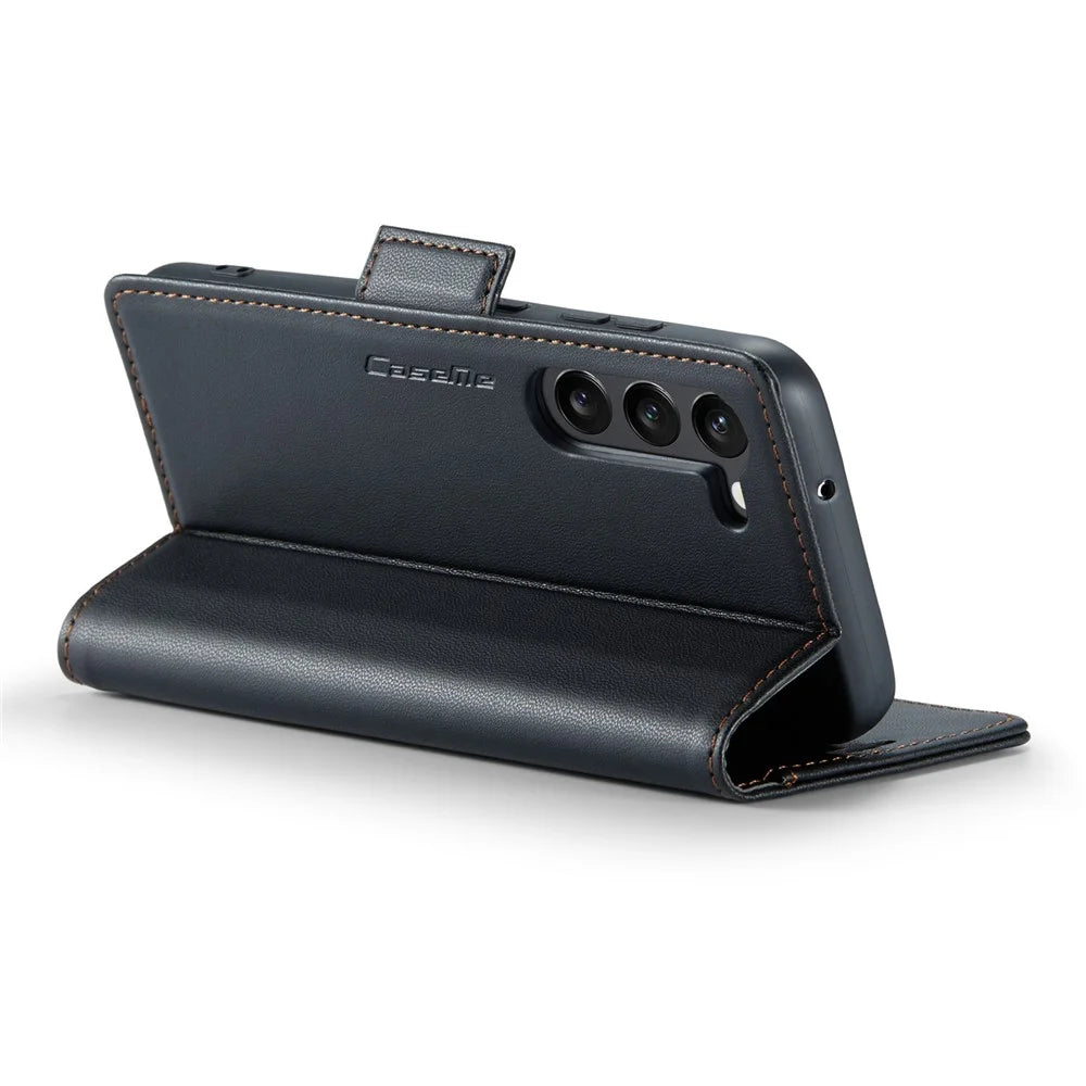 For Samsung Galaxy S23+ Leather Case CASEME 023 RFID Blocking 3 Card Slot Mobile Cover - Black - 4