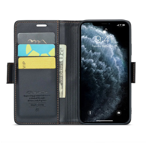For iPhone 11 Pro Max Leather Case CASEME 023 RFID Blocking 3 Card Slot Mobile Cover - Black - 2