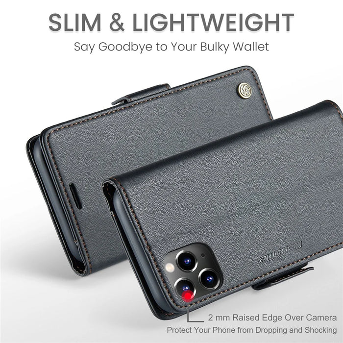 For iPhone 11 Pro Max Leather Case CASEME 023 RFID Blocking 3 Card Slot Mobile Cover - Black - 5