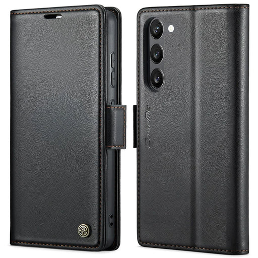 For Samsung Galaxy S23 Leather Case CASEME 023 RFID Blocking 3 Card Slot Mobile Cover - Black - 1