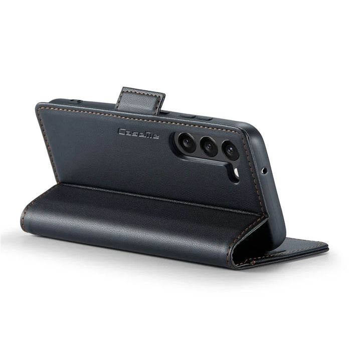 For Samsung Galaxy S23 Leather Case CASEME 023 RFID Blocking 3 Card Slot Mobile Cover - Black - 4