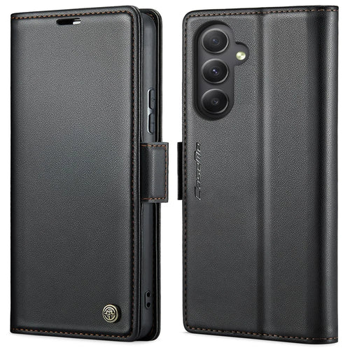 For Samsung Galaxy A54 5G Leather Case CASEME 023 RFID Blocking 3 Card Slot Mobile Cover - Black - 1