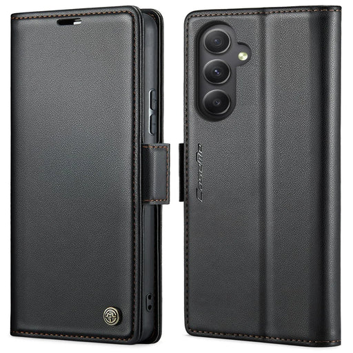 For Samsung Galaxy A54 5G Leather Case CASEME 023 RFID Blocking 3 Card Slot Mobile Cover - Black - 1