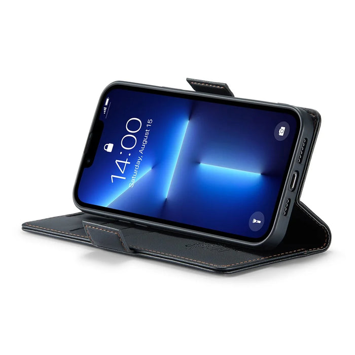 For iPhone 13 Pro Max Leather Case CASEME 023 RFID Blocking 3 Card Slot Mobile Cover - Black - 3