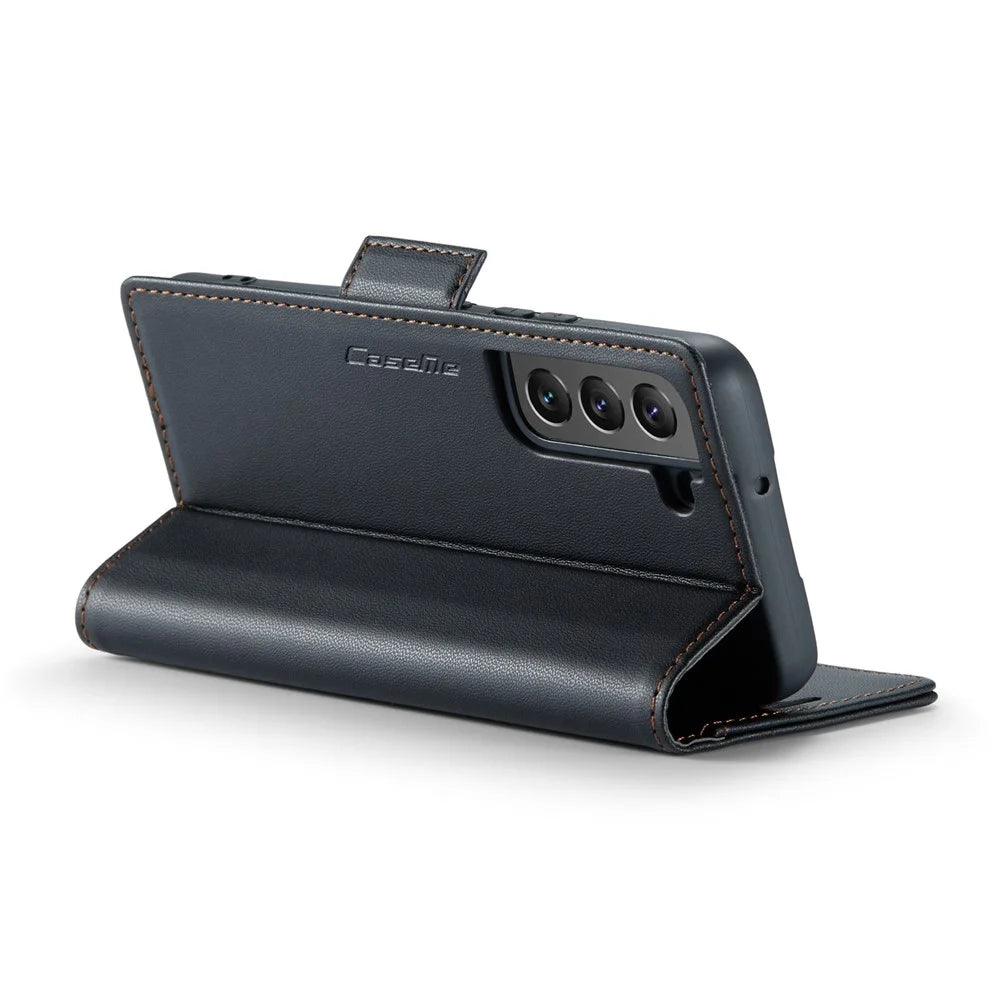 For Samsung Galaxy S22+ 5G Leather Case CASEME 023 RFID Blocking 3 Card Slot Mobile Cover - Black - 4