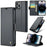 For iPhone 14 Pro Leather Case CASEME 023 RFID Blocking 3 Card Slot Mobile Cover - Black - 1