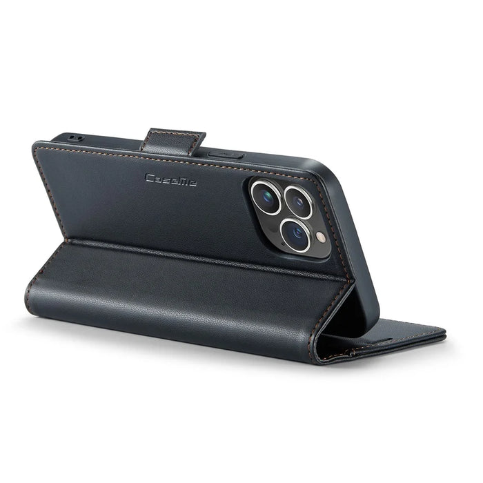 For iPhone 14 Pro Leather Case CASEME 023 RFID Blocking 3 Card Slot Mobile Cover - Black - 4