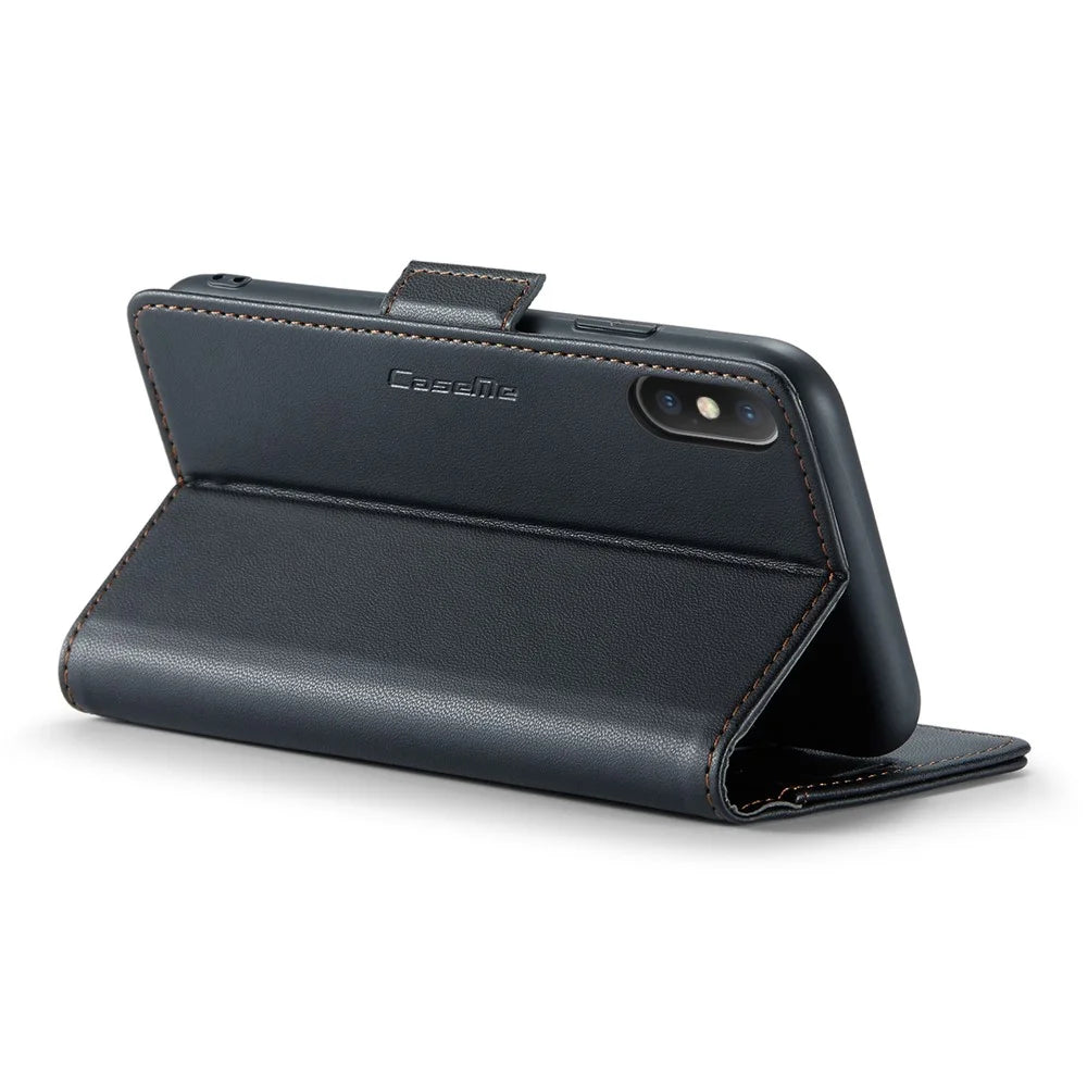 For iPhone XS Max Leather Case CASEME 023 RFID Blocking 3 Card Slot Mobile Cover - Black - 4