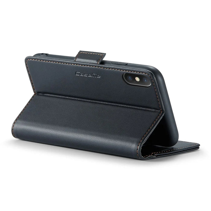 For iPhone XS Max Leather Case CASEME 023 RFID Blocking 3 Card Slot Mobile Cover - Black - 4