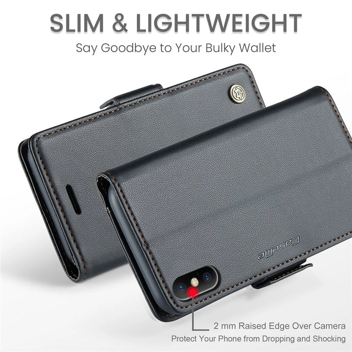 For iPhone XS Max Leather Case CASEME 023 RFID Blocking 3 Card Slot Mobile Cover - Black - 5