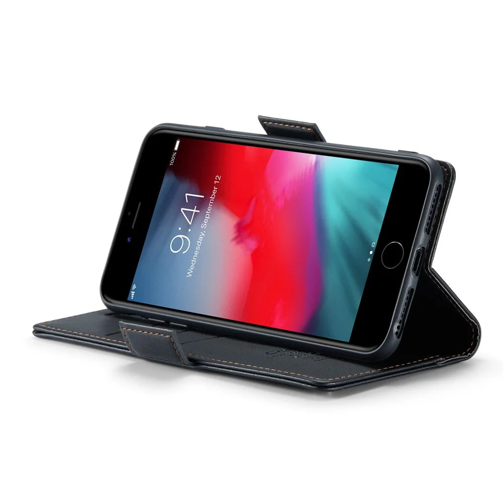For iPhone 6 Plus / 6s Plus / 7 Plus / 8 Plus Leather Case CASEME 023 RFID Blocking 3 Card Slot Mobile Cover - Black - 3