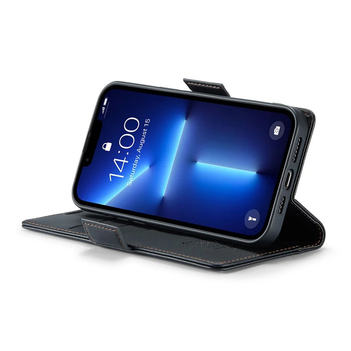 For iPhone 13 Pro Leather Case CASEME 023 RFID Blocking 3 Card Slot Mobile Cover - Black - 3
