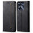 For Realme C55 4G PU Leather Case Stand Wallet Jeans Cloth Texture Cell Phone Cover - Black - 1
