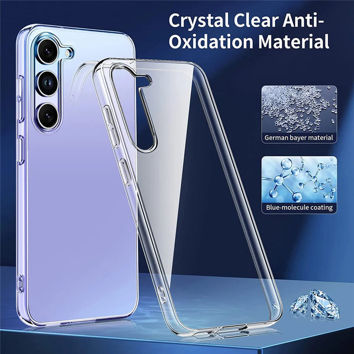 For Samsung Galaxy A54 5G Clear TPU Phone Case with 3Pcs 2.5D Arc Edge Tempered Glass Screen Film - 2