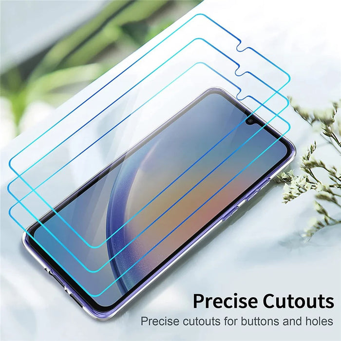For Samsung Galaxy A54 5G Clear TPU Phone Case with 3Pcs 2.5D Arc Edge Tempered Glass Screen Film - 3