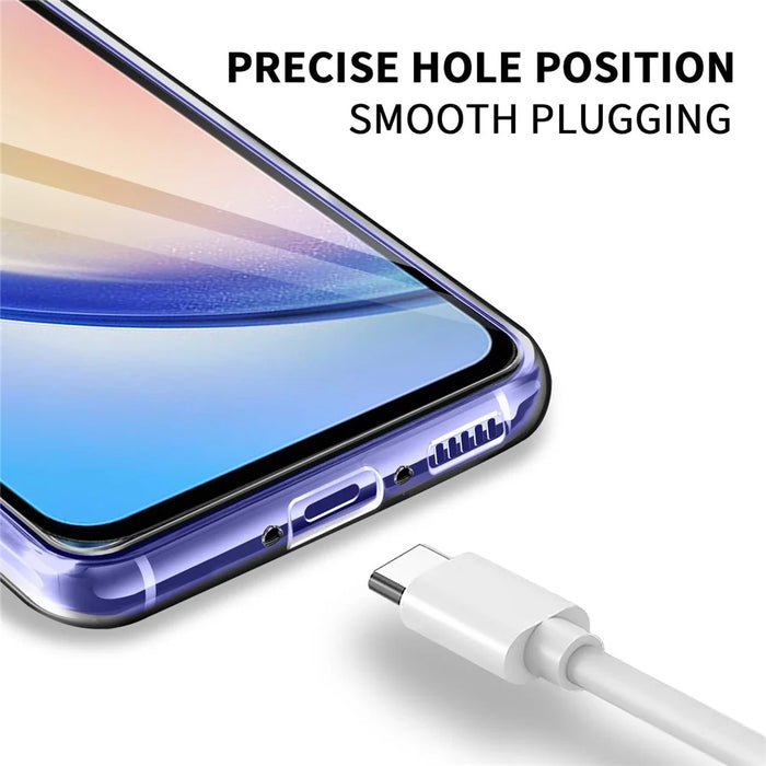 For Samsung Galaxy A54 5G Clear TPU Phone Case with 3Pcs 2.5D Arc Edge Tempered Glass Screen Film - 6