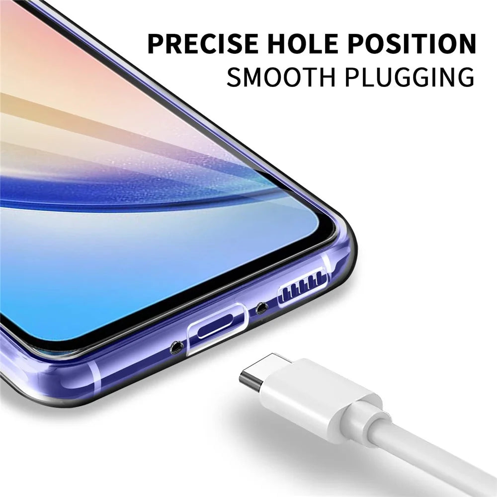 TPU Case for Samsung Galaxy A34 5G Clear Phone Cover with 3Pcs 2.5D Arc Edge Tempered Glass Screen Film - 6