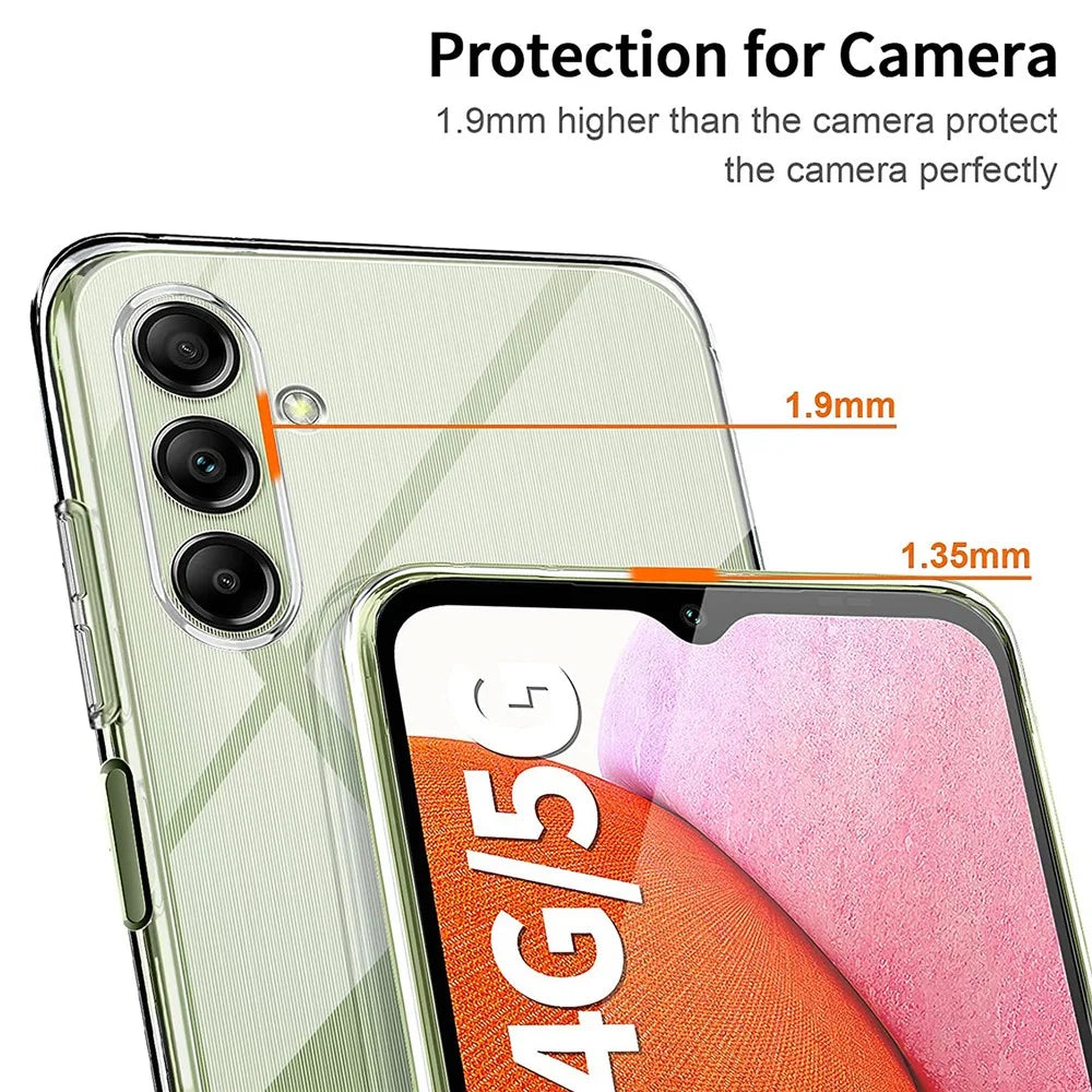 Clear TPU Case for Samsung Galaxy A14 5G / A14 4G Soft Phone Cover + 3Pcs 2.5D Arc Edge Tempered Glass Screen Film - 4