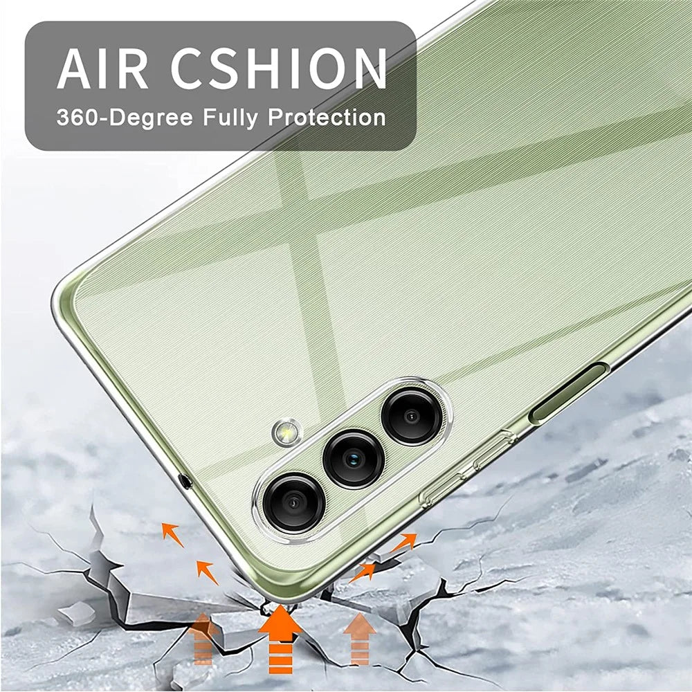 Clear TPU Case for Samsung Galaxy A14 5G / A14 4G Soft Phone Cover + 3Pcs 2.5D Arc Edge Tempered Glass Screen Film - 5