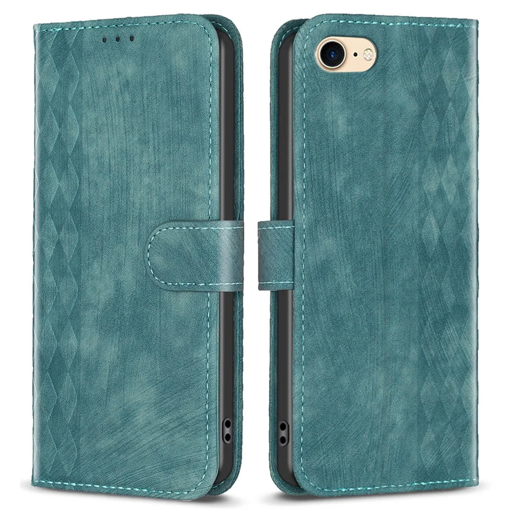 For iPhone 6 / 6s / 7 / 8 Shockproof PU Leather+TPU Flip Cover Imprinted Pattern Wallet Phone Case - Green - 1