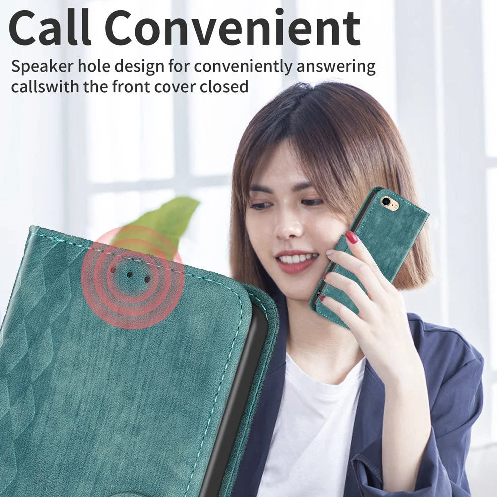 For iPhone 6 / 6s / 7 / 8 Shockproof PU Leather+TPU Flip Cover Imprinted Pattern Wallet Phone Case - Green - 6