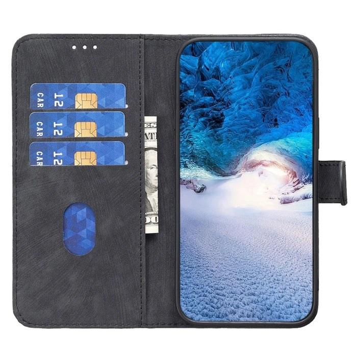 PU Leather Cover for iPhone 13 / 14 6.1 inch Imprinted Pattern Wallet Adjustable Stand Flip Phone Case - Black - 2