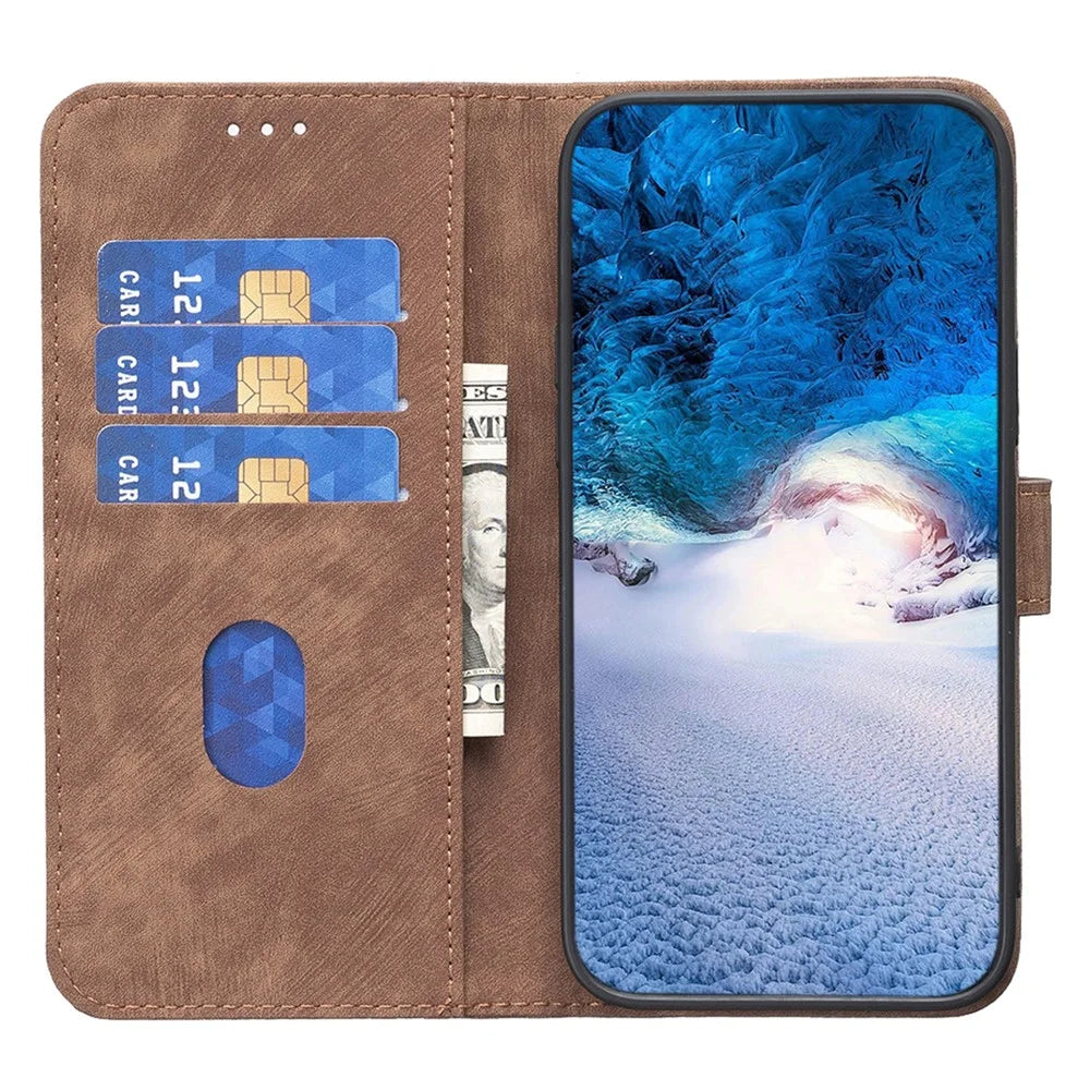 PU Leather Cover for iPhone 13 Pro 6.1 inch Wallet Stand Scratch Proof Imprinted Pattern Flip Phone Case - Brown - 2
