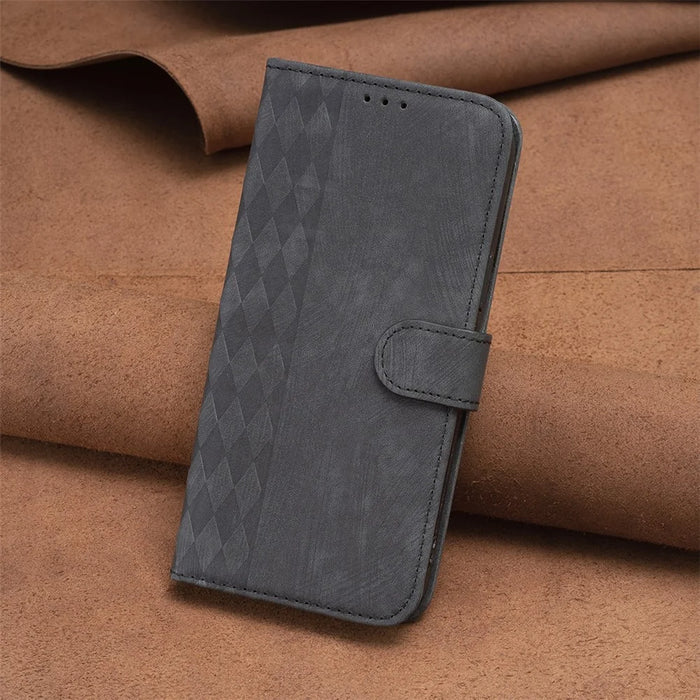 Phone Case for iPhone 13 Pro Max 6.7 inch Magnetic Closure Wallet Imprinting Pattern Stand Cover - Black - 7