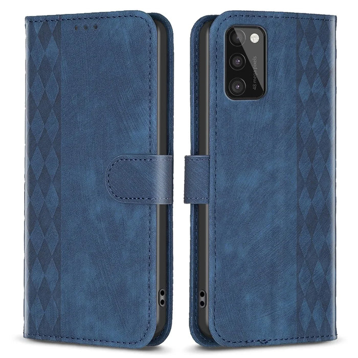 For Samsung Galaxy A41 (Global Version) Imprinting Pattern Cover Stand Wallet Magnetic Clasp Phone Case - Blue - 1