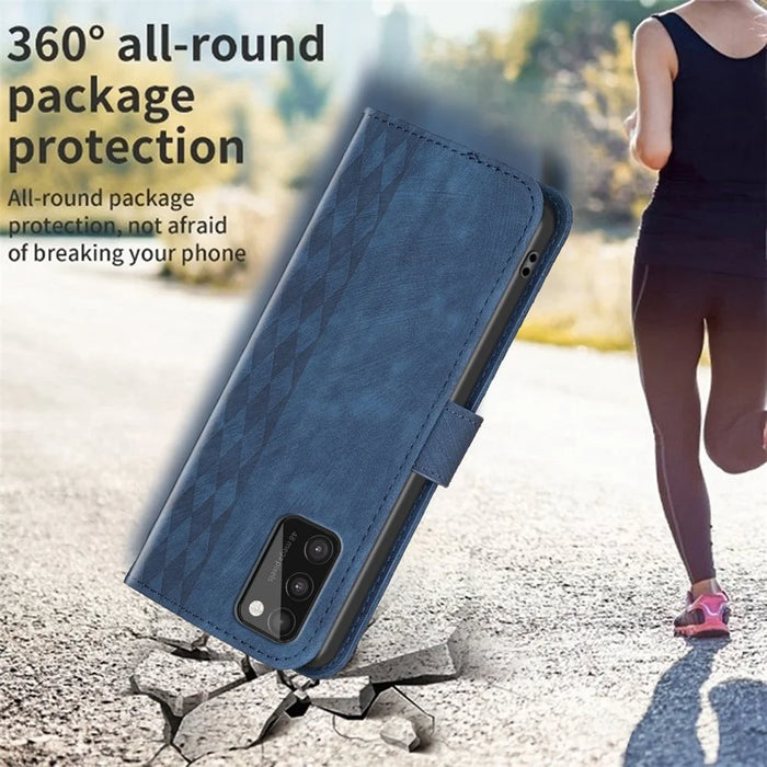 For Samsung Galaxy A41 (Global Version) Imprinting Pattern Cover Stand Wallet Magnetic Clasp Phone Case - Blue - 5