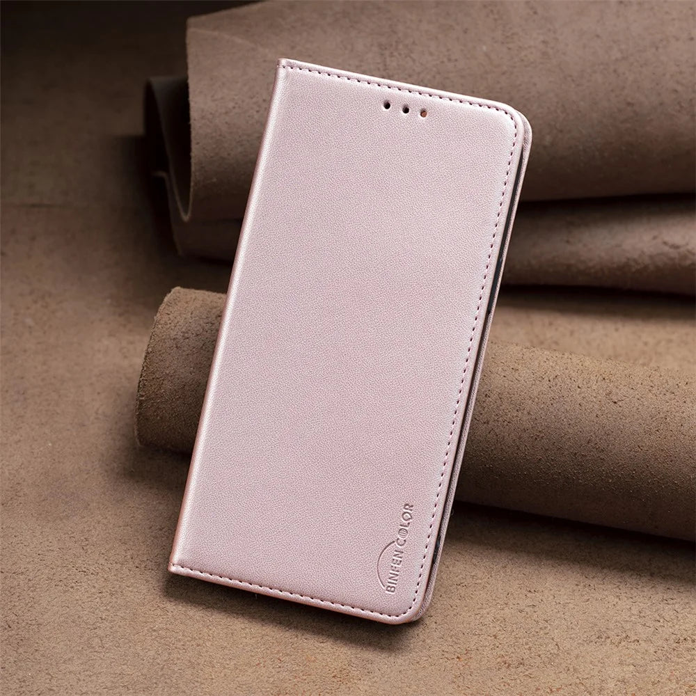 BINFEN COLOR BF18 For iPhone 8 Plus / 7 Plus / 6 Plus / 6s Plus Leather Cover Card Slot Stand Phone Case - Rose Gold - 7