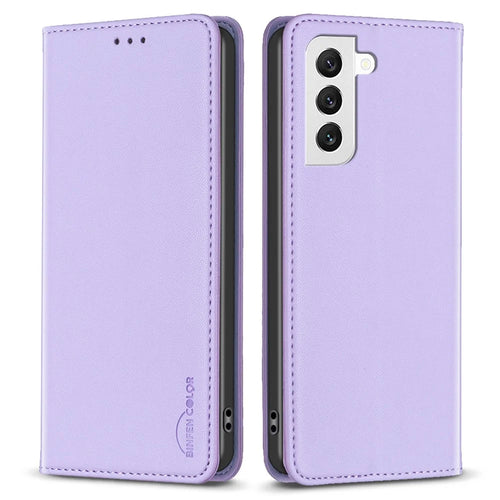 BINFEN COLOR BF18 For Samsung Galaxy S21+ 5G PU Leather Cover Card Slots Flip Stand Magnetic Phone Case - Purple - 1