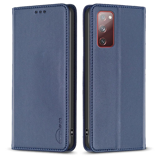 BINFEN COLOR BF18 for Samsung Galaxy S20 FE / S20 FE 5G / S20 FE 2022 / S20 Lite Phone Case Stand Card Holder Leather Cover - Blue - 1