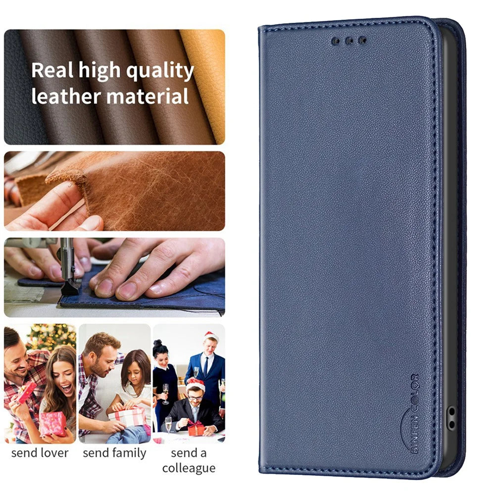 BINFEN COLOR BF18 for Samsung Galaxy S20 FE / S20 FE 5G / S20 FE 2022 / S20 Lite Phone Case Stand Card Holder Leather Cover - Blue - 5