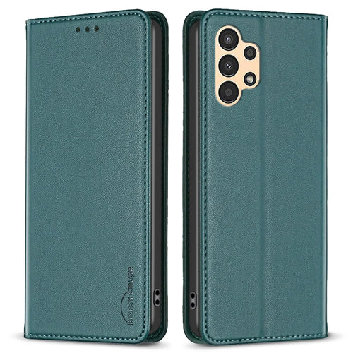 BINFEN COLOR BF18 For Samsung Galaxy A33 5G PU Leather Folio Cover Card Slot Stand Phone Case - Green - 1