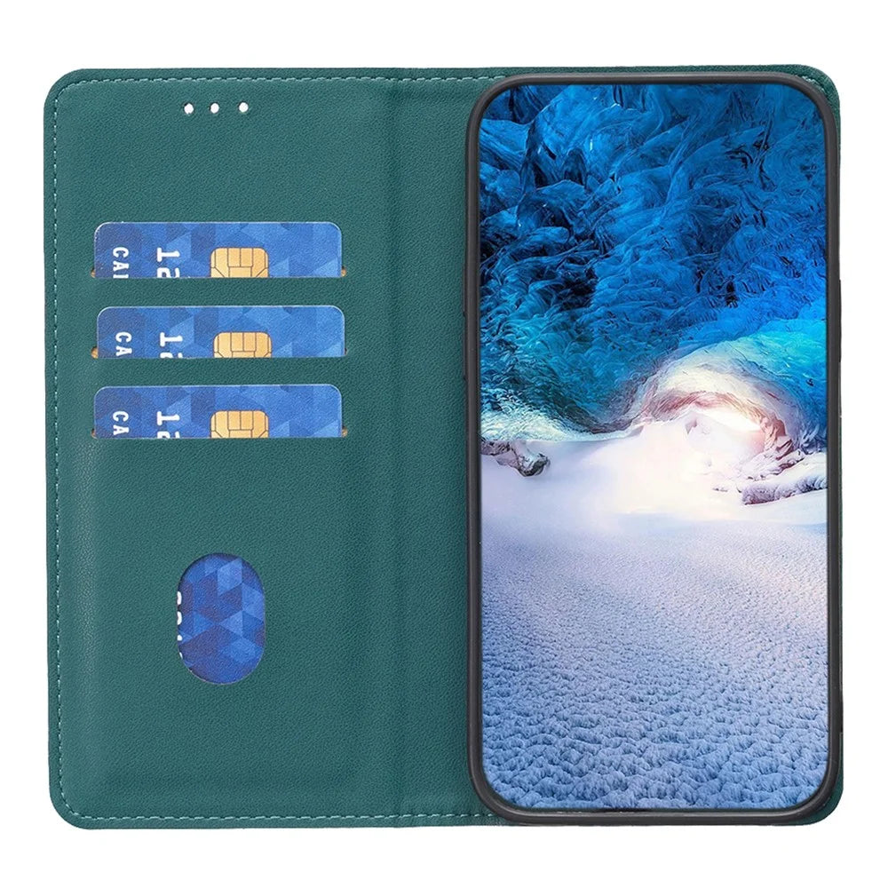 BINFEN COLOR BF18 For Samsung Galaxy A33 5G PU Leather Folio Cover Card Slot Stand Phone Case - Green - 2