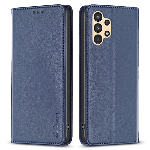 BINFEN COLOR BF18 Phone Case for Samsung Galaxy A53 5G , PU Leather Card Holder Slot Stand Cover - Blue - 1