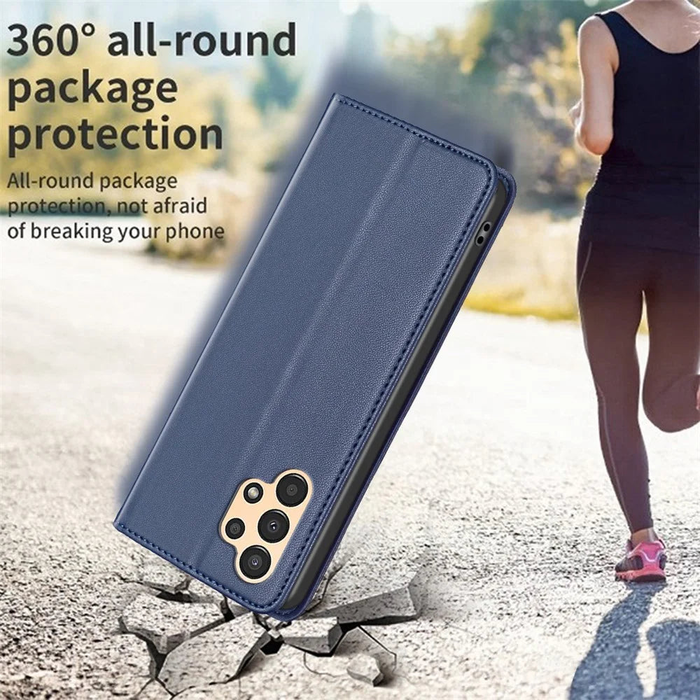 BINFEN COLOR BF18 Phone Case for Samsung Galaxy A53 5G , PU Leather Card Holder Slot Stand Cover - Blue - 6