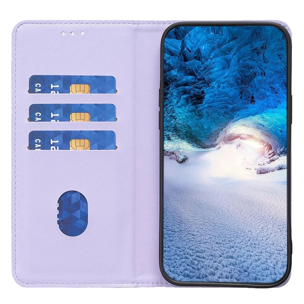 BINFEN COLOR BF18 PU Leather Case for Samsung Galaxy A54 5G , Card Holder Stand Magnetic Phone Cover - Purple - 2