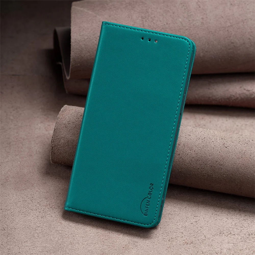 BINFEN COLOR BF18 For Samsung Galaxy S23+ Phone Case PU Leather Card Slots Stand Cover - Green - 7