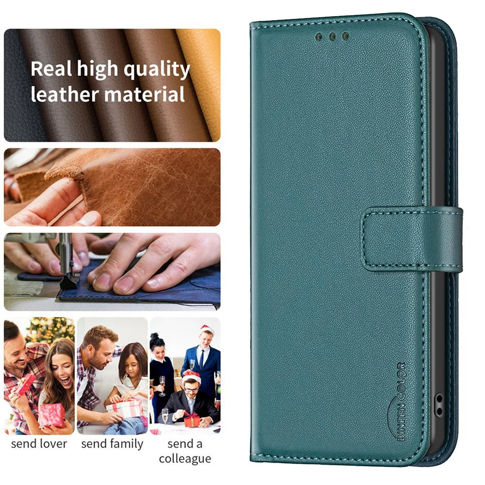 BINFEN COLOR BF17 Wallet Case for iPhone 12 / 12 Pro 6.1 inch , PU Leather Stand Folio Phone Cover - Green - 4