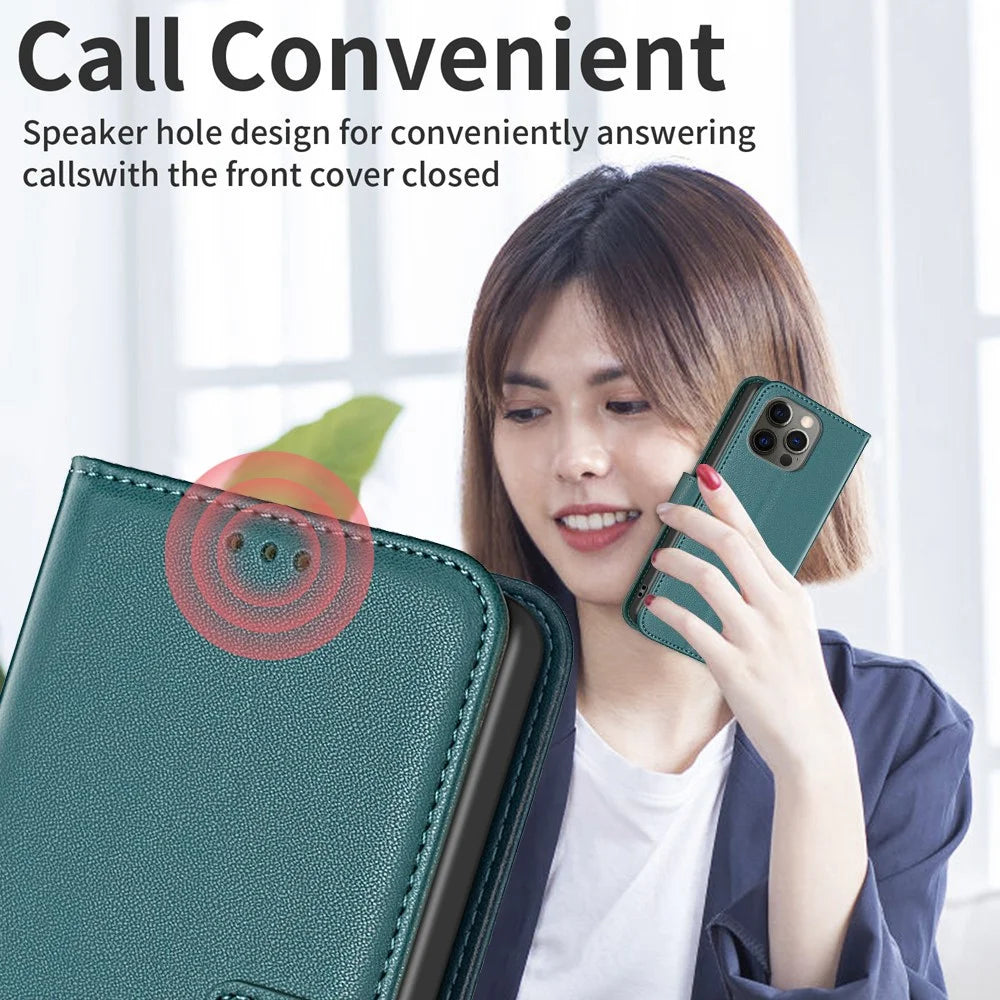 BINFEN COLOR BF17 Wallet Case for iPhone 12 / 12 Pro 6.1 inch , PU Leather Stand Folio Phone Cover - Green - 6