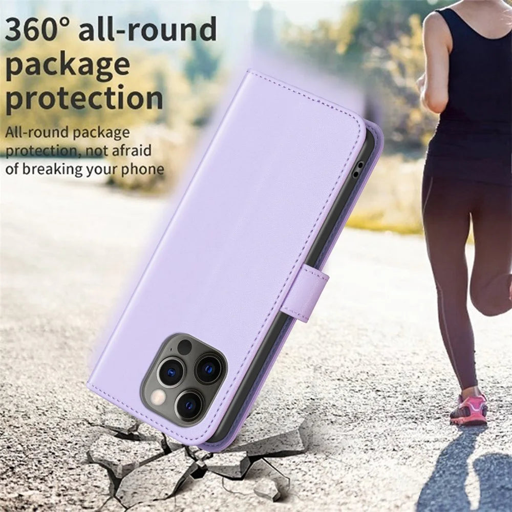 BINFEN COLOR BF17 For iPhone 12 Pro Max 6.7 inch Flip Leather Cover Wallet Stand Magnetic Phone Case - Purple - 5